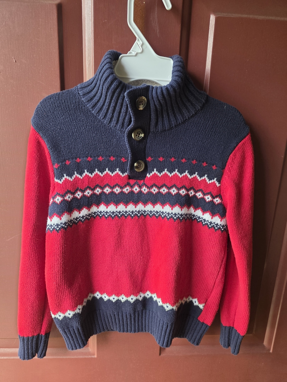 Izod Red and Navy Fair Isle Pullover Sweater